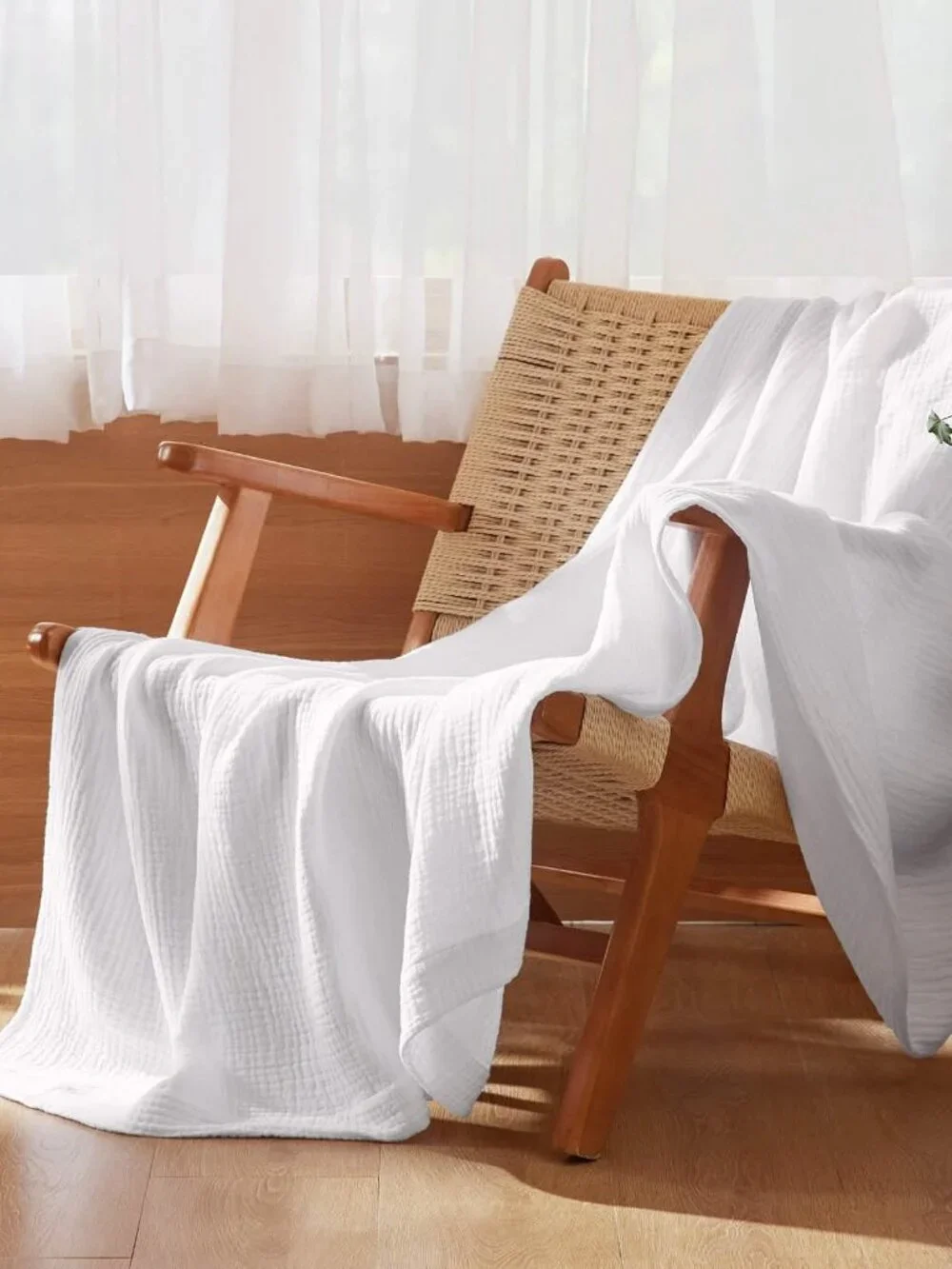 Bedsure White Cotton Muslin Throw Blanket 4 Layers Summer Cooling Gauze